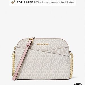 Michael Kors Jet Set Travel Medium Dome Crossbody Bag -  Vanilla And Pink